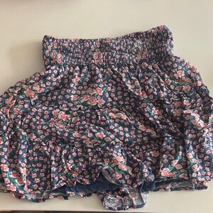 American Eagle Outfitters Floral High Low Skirt - Navy and Coral